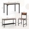 Rustic Brown 4-Piece MDF and Steel Dining Table Set Included Space-Saving Bench and Chairs